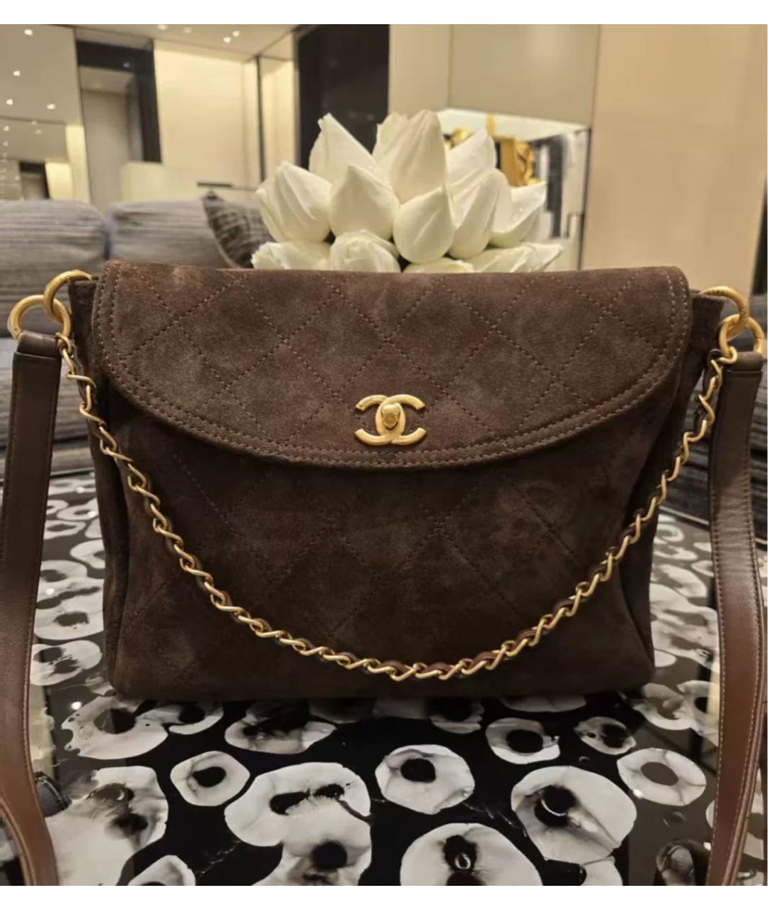 CHANEL Коричневая замшевая сумка через плечо, фото 3