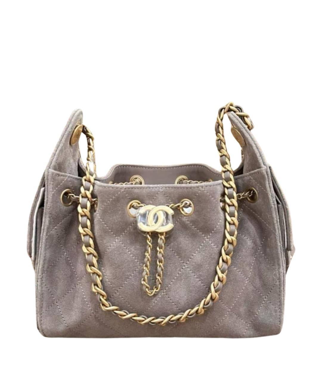 CHANEL Серая замшевая сумка через плечо, фото 1
