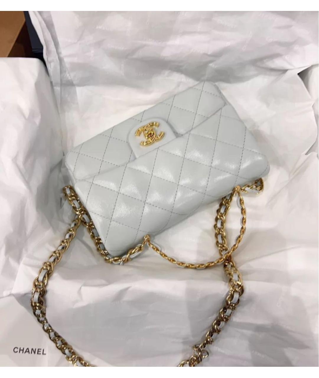 CHANEL Белая кожаная сумка через плечо, фото 3