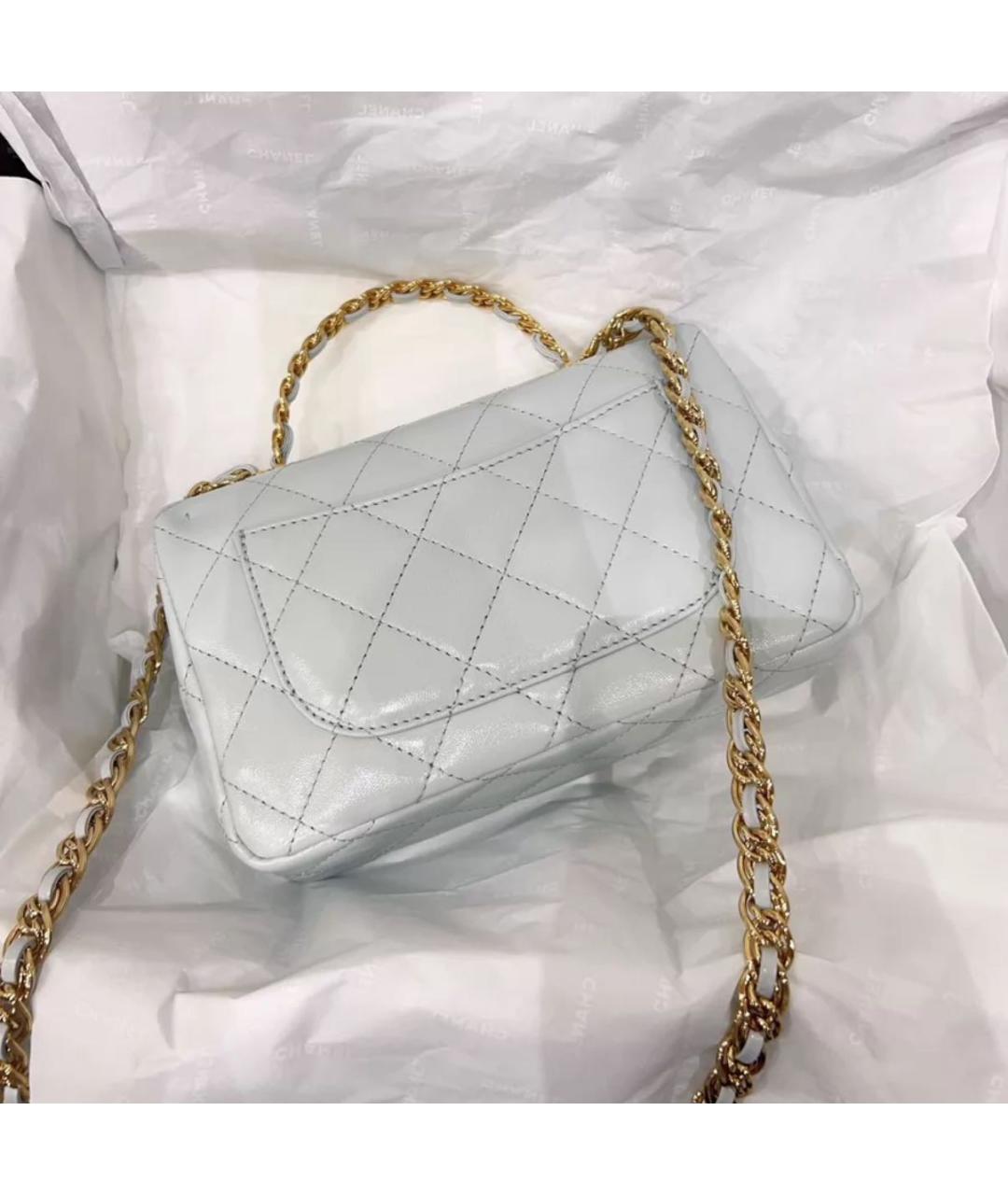 CHANEL Белая кожаная сумка через плечо, фото 4