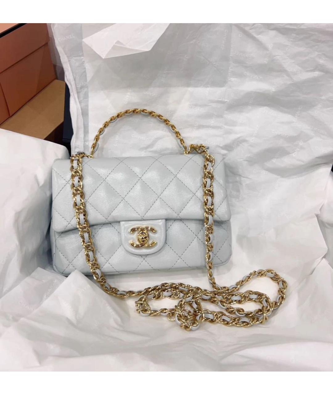 CHANEL Белая кожаная сумка через плечо, фото 5