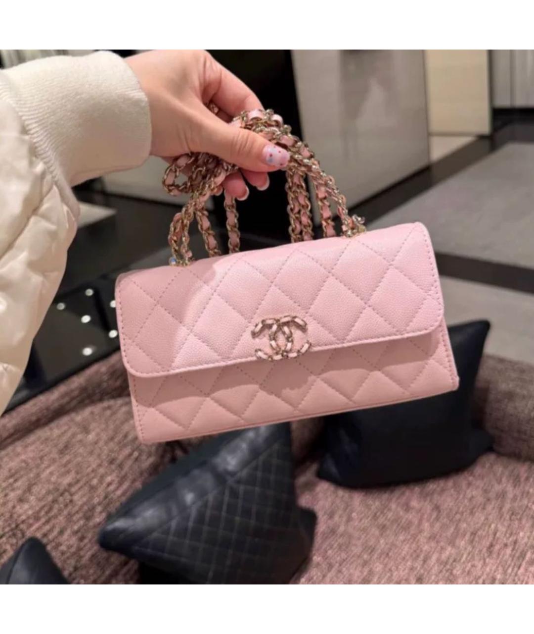 CHANEL Коралловая кожаная сумка через плечо, фото 2