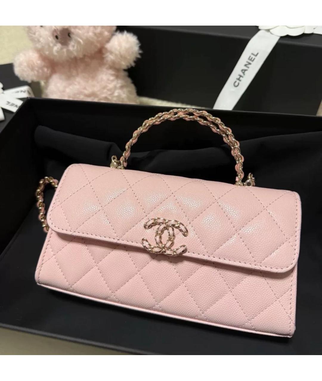 CHANEL Коралловая кожаная сумка через плечо, фото 3