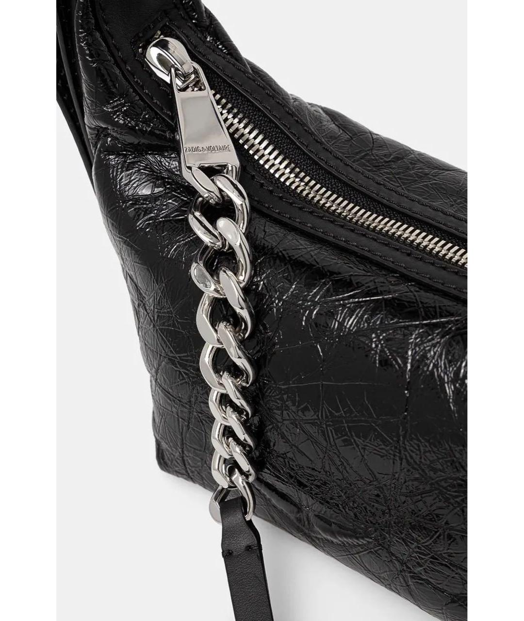 ZADIG & VOLTAIRE Черная сумка через плечо из лакированной кожи, фото 4