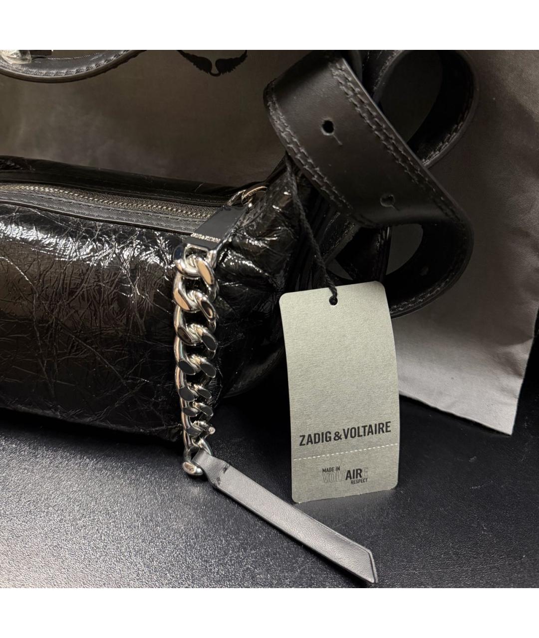 ZADIG & VOLTAIRE Черная сумка через плечо из лакированной кожи, фото 7