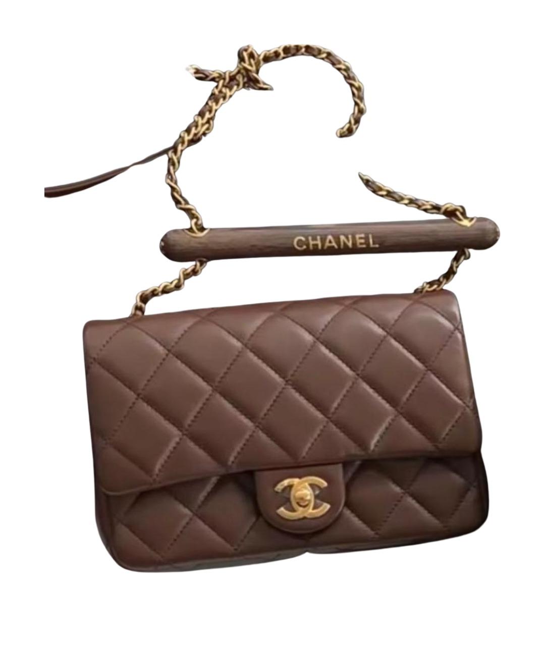 CHANEL Коричневая кожаная сумка через плечо, фото 1