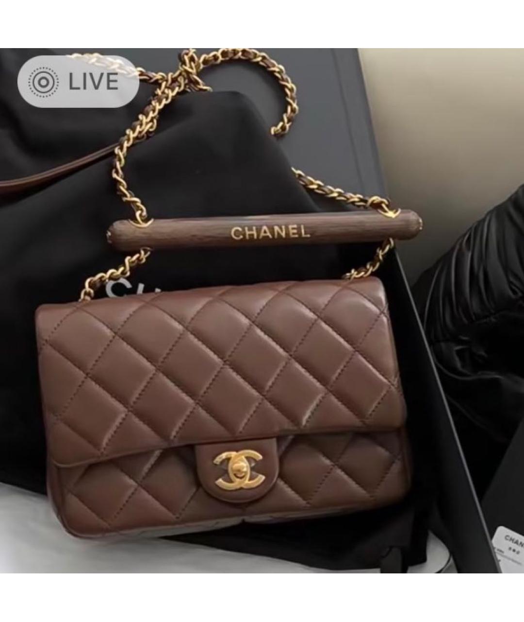 CHANEL Коричневая кожаная сумка через плечо, фото 3