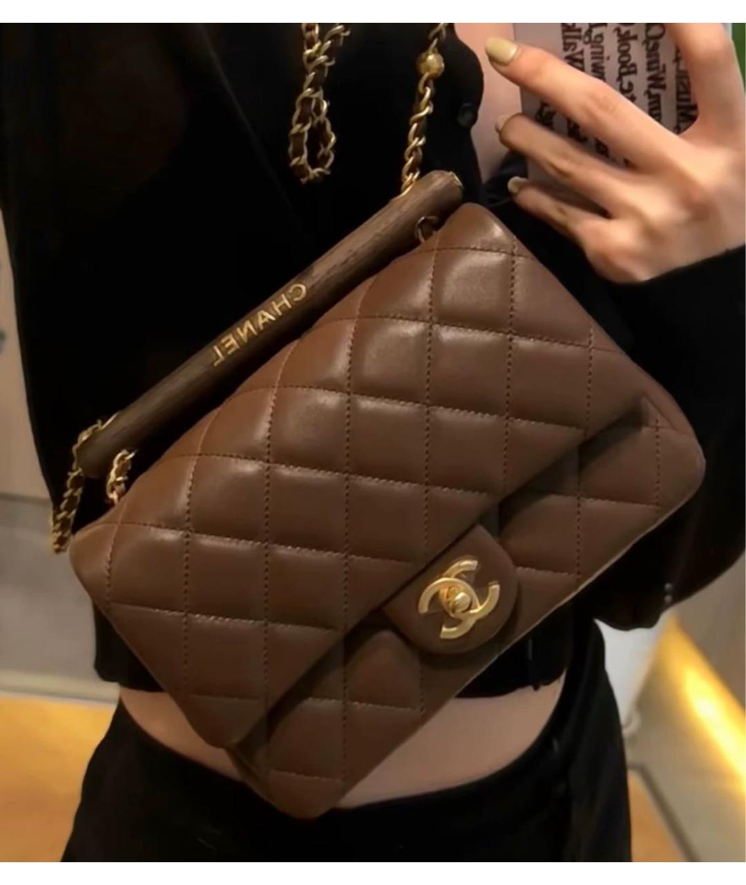 CHANEL Коричневая кожаная сумка через плечо, фото 2