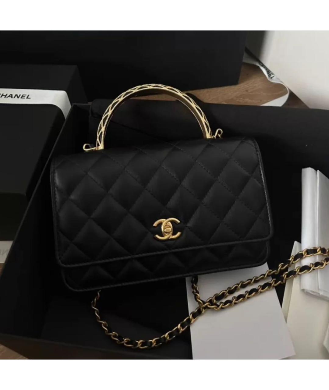 CHANEL Черная кожаная сумка через плечо, фото 5