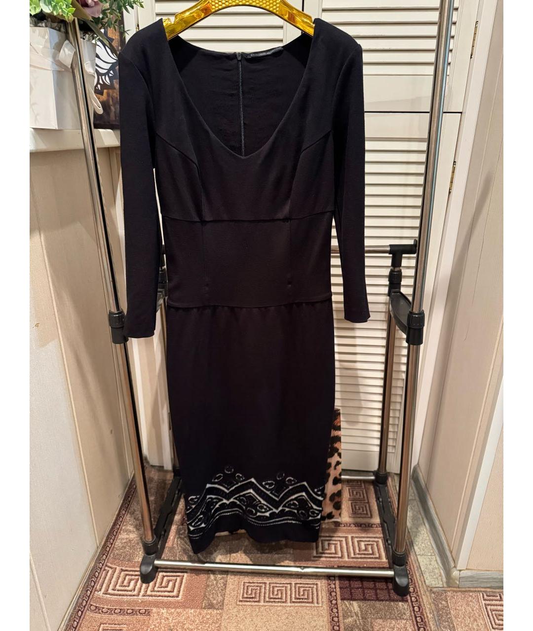 ERMANNO SCERVINO Черное вискозное повседневное платье, фото 4