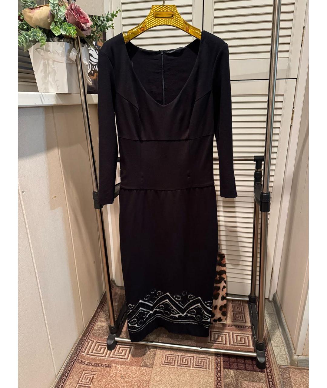 ERMANNO SCERVINO Черное вискозное повседневное платье, фото 2