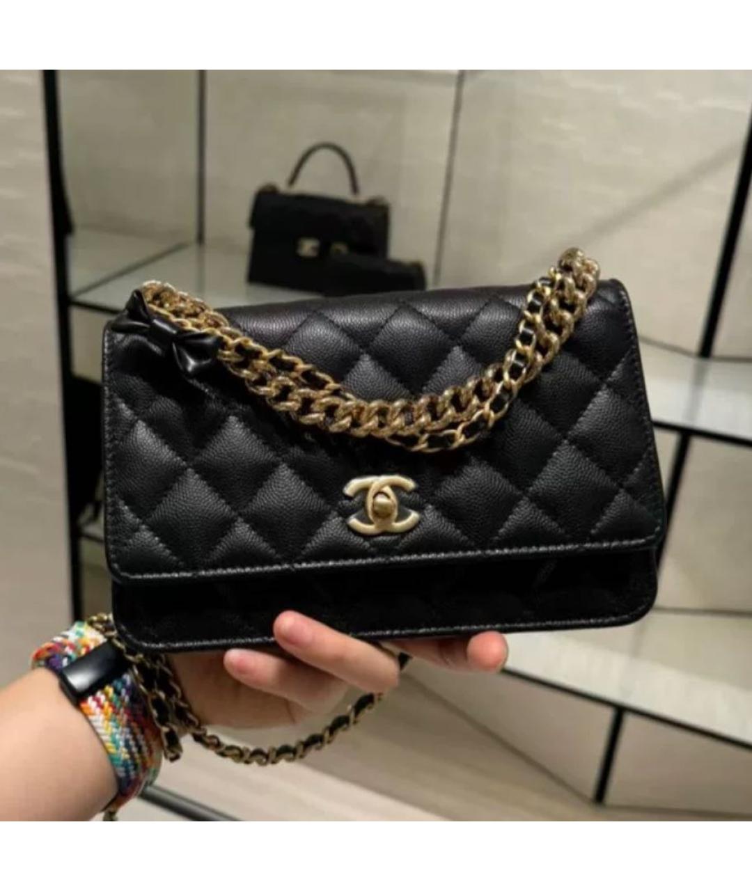 CHANEL Черная кожаная сумка через плечо, фото 4