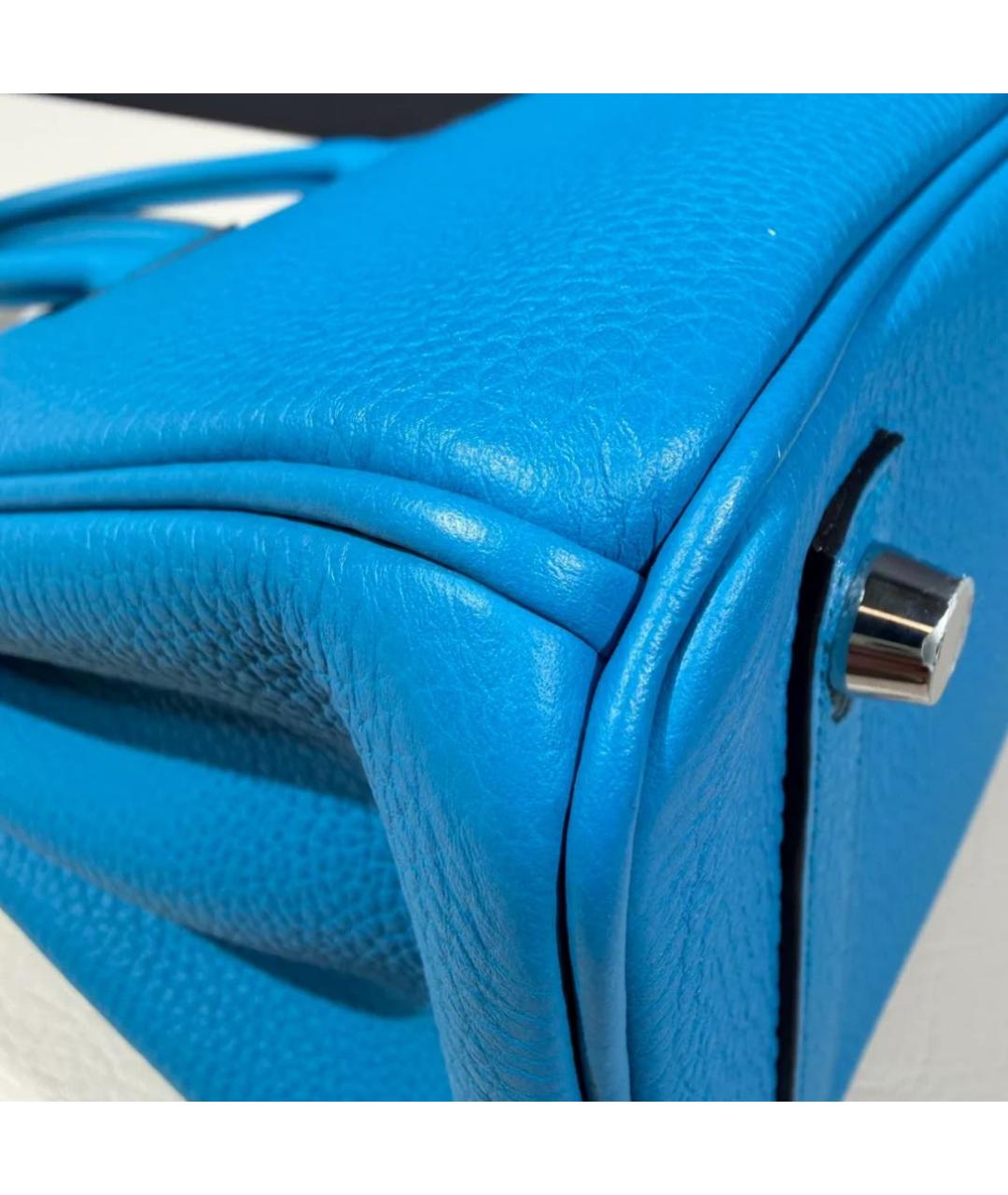 HERMES Синяя кожаная сумка с короткими ручками, фото 7