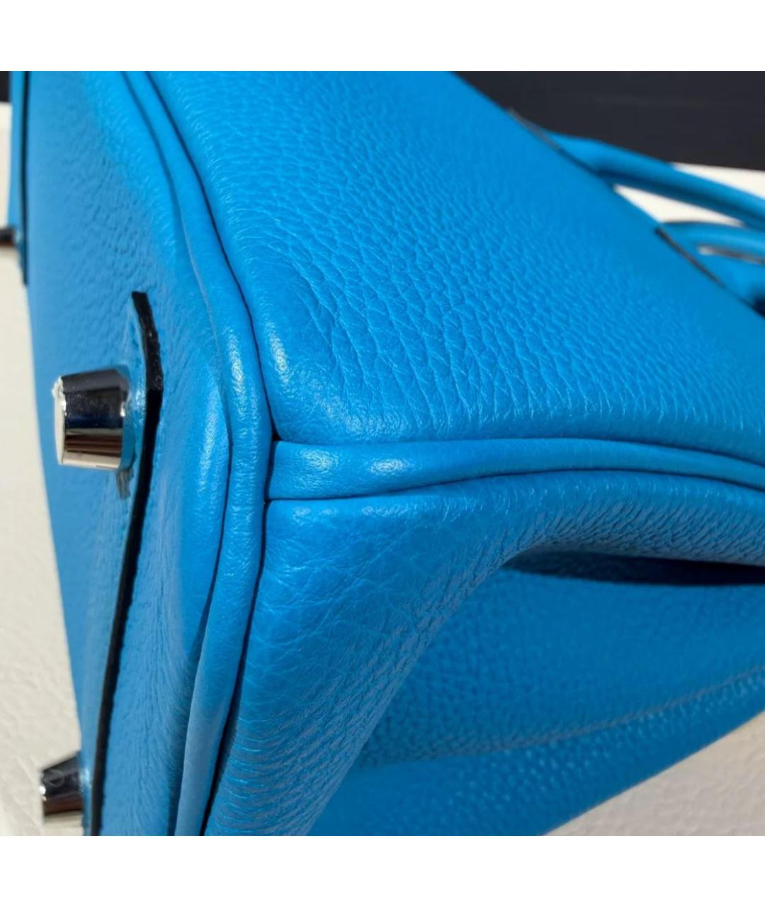 HERMES Синяя кожаная сумка с короткими ручками, фото 8