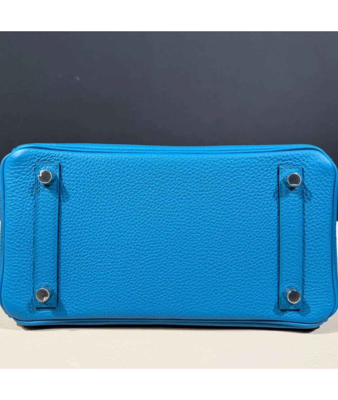 HERMES Синяя кожаная сумка с короткими ручками, фото 5