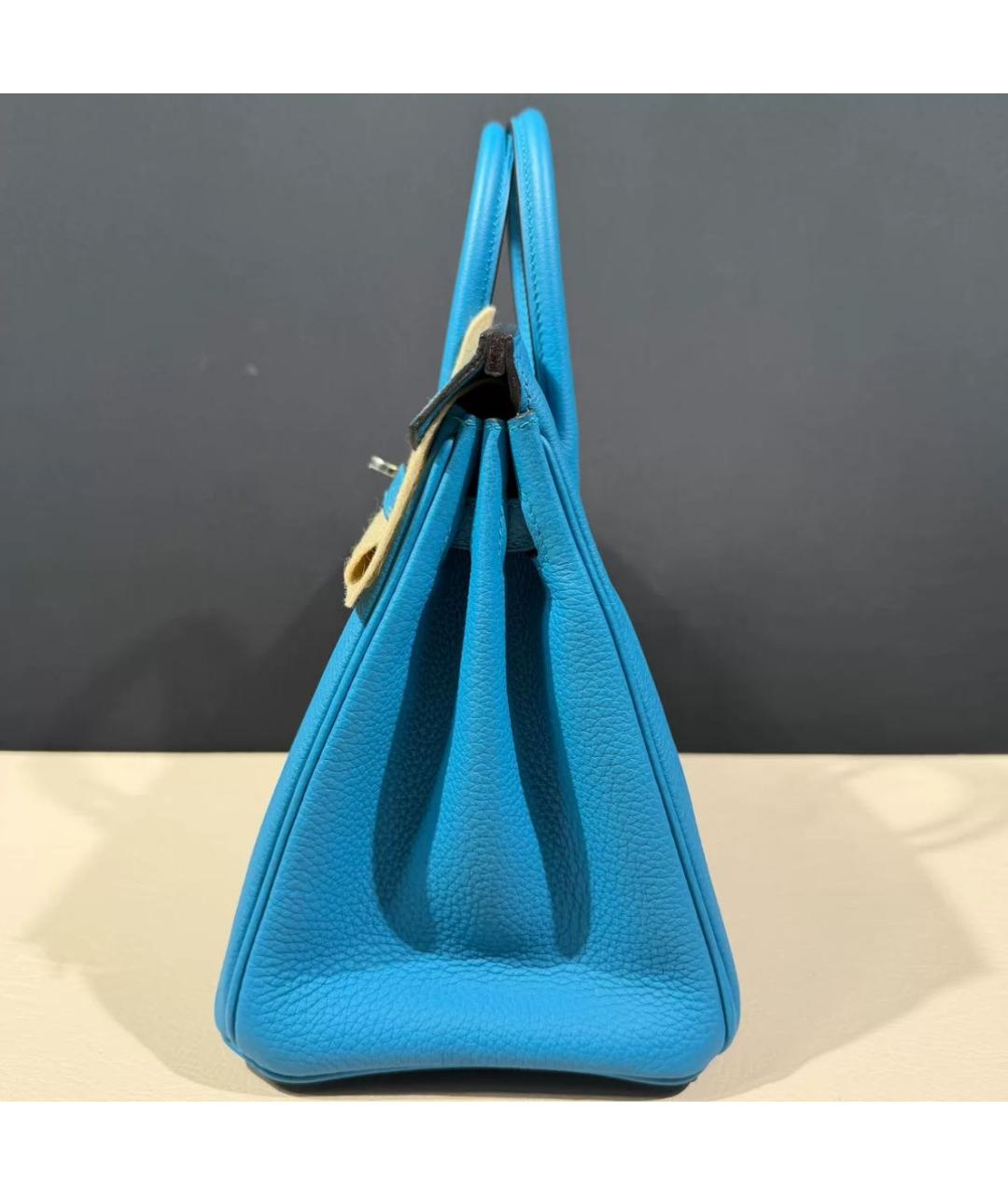 HERMES Синяя кожаная сумка с короткими ручками, фото 3