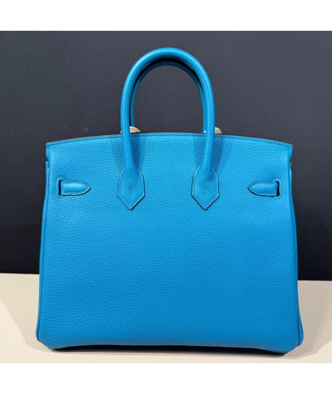 HERMES Синяя кожаная сумка с короткими ручками, фото 2
