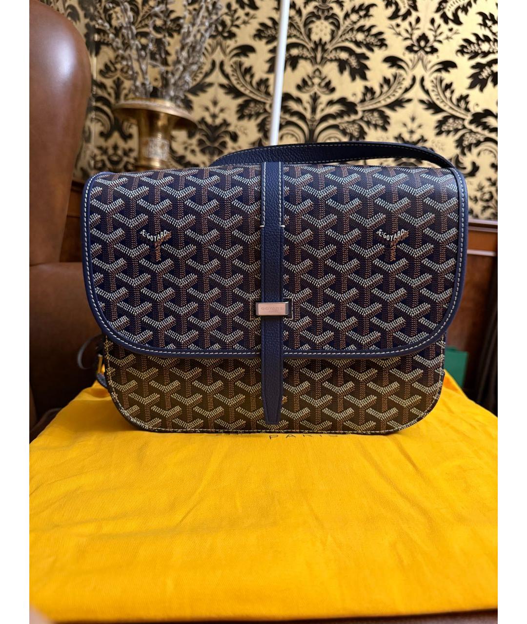 GOYARD Темно-синяя кожаная сумка на плечо, фото 9