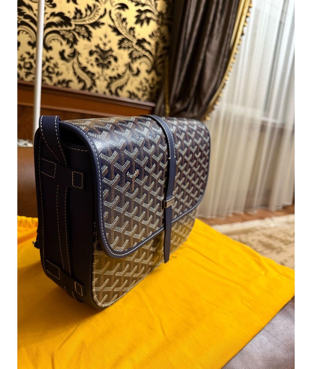 GOYARD Темно-синяя кожаная сумка на плечо, фото 2
