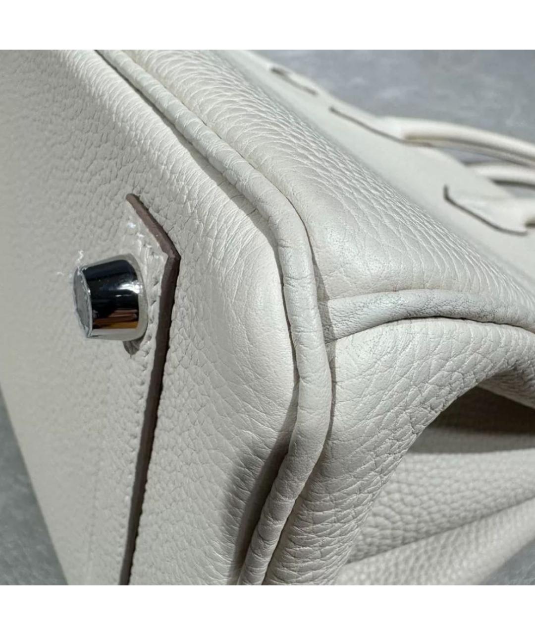 HERMES Белая кожаная сумка с короткими ручками, фото 7