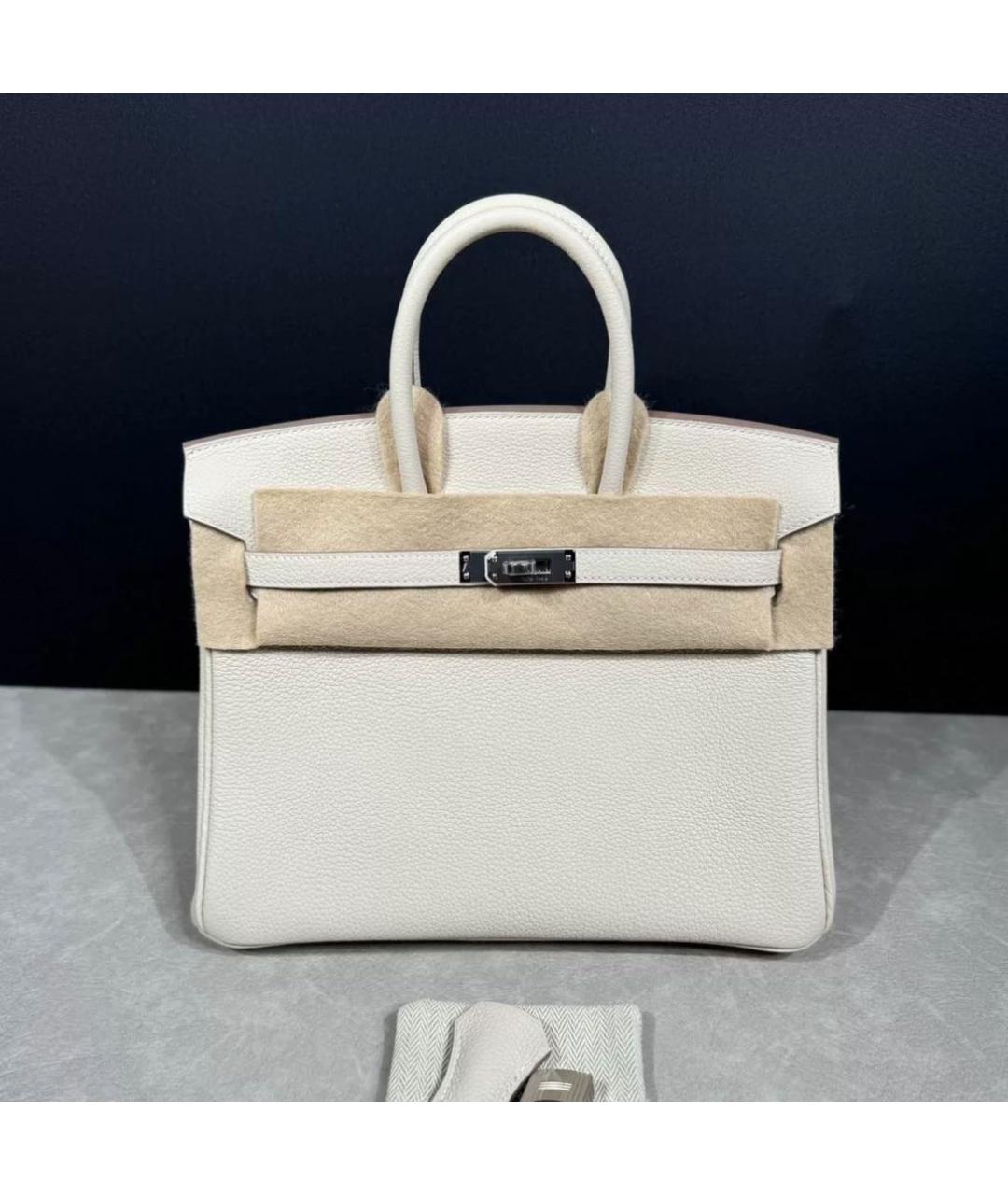 HERMES Белая кожаная сумка с короткими ручками, фото 10