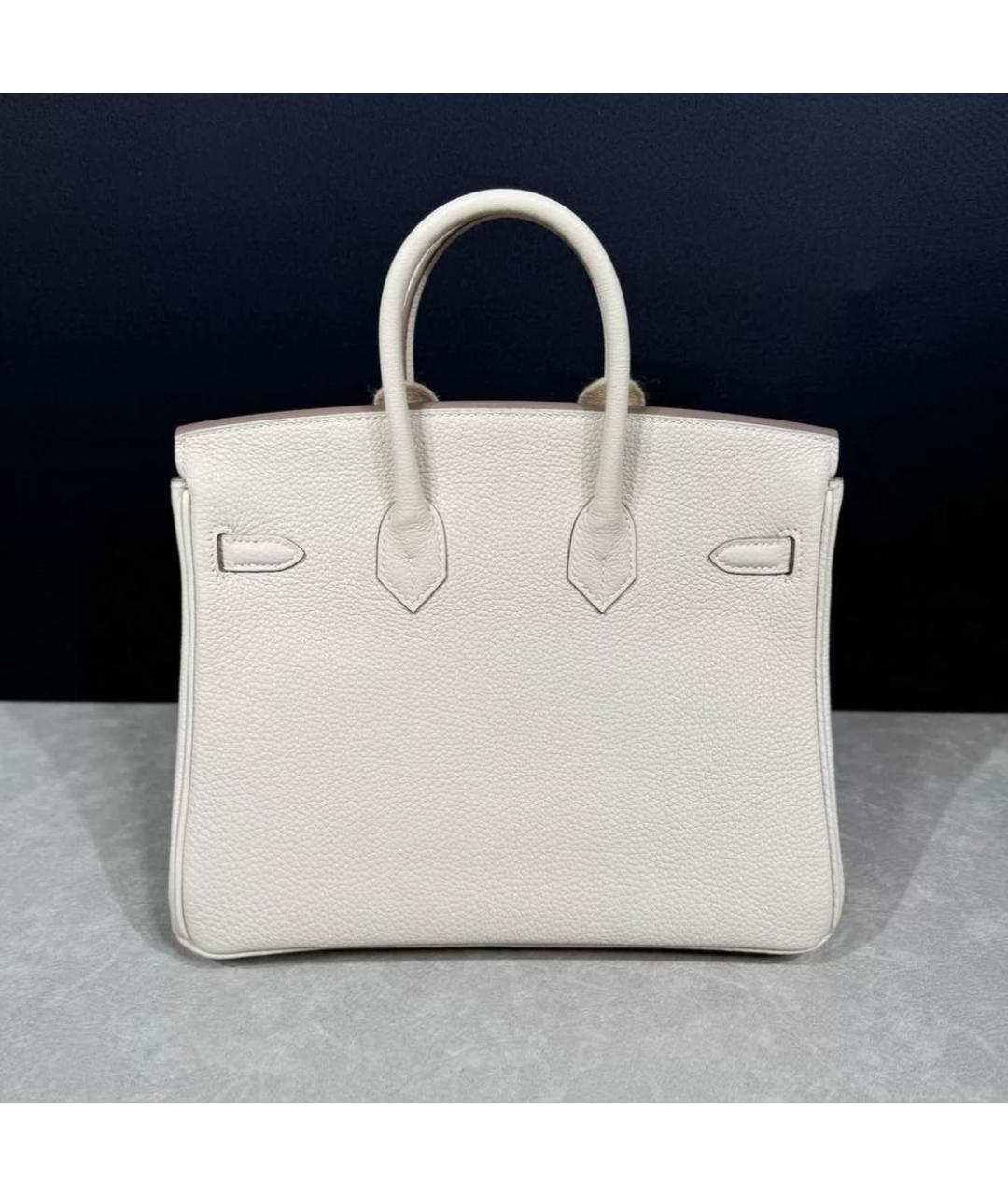 HERMES Белая кожаная сумка с короткими ручками, фото 3