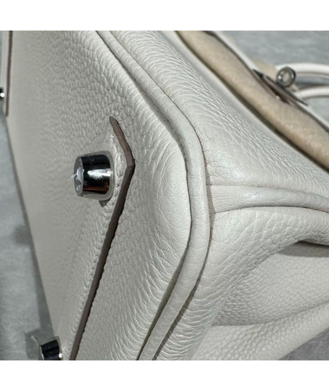 HERMES Белая кожаная сумка с короткими ручками, фото 8