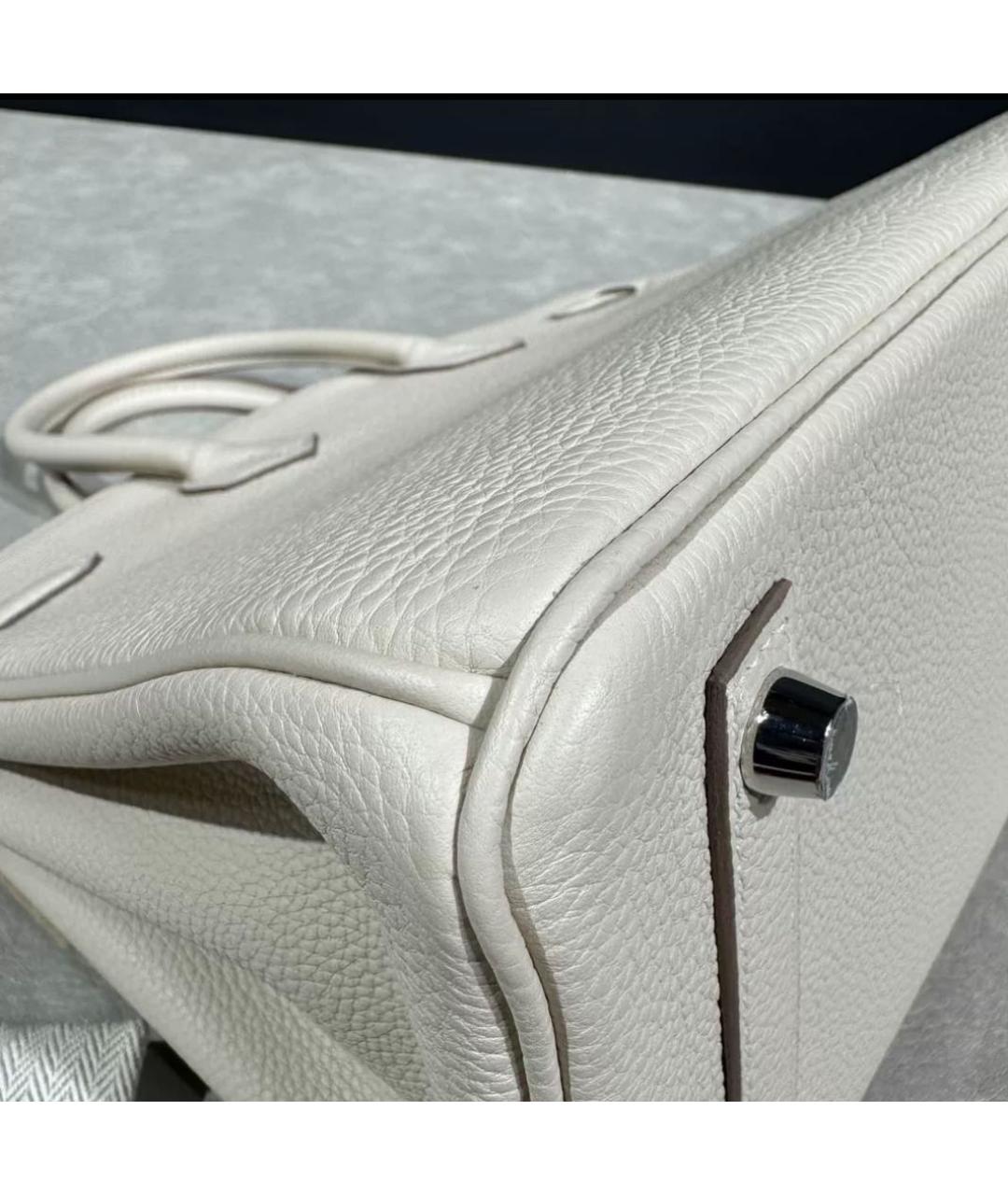 HERMES Белая кожаная сумка с короткими ручками, фото 9