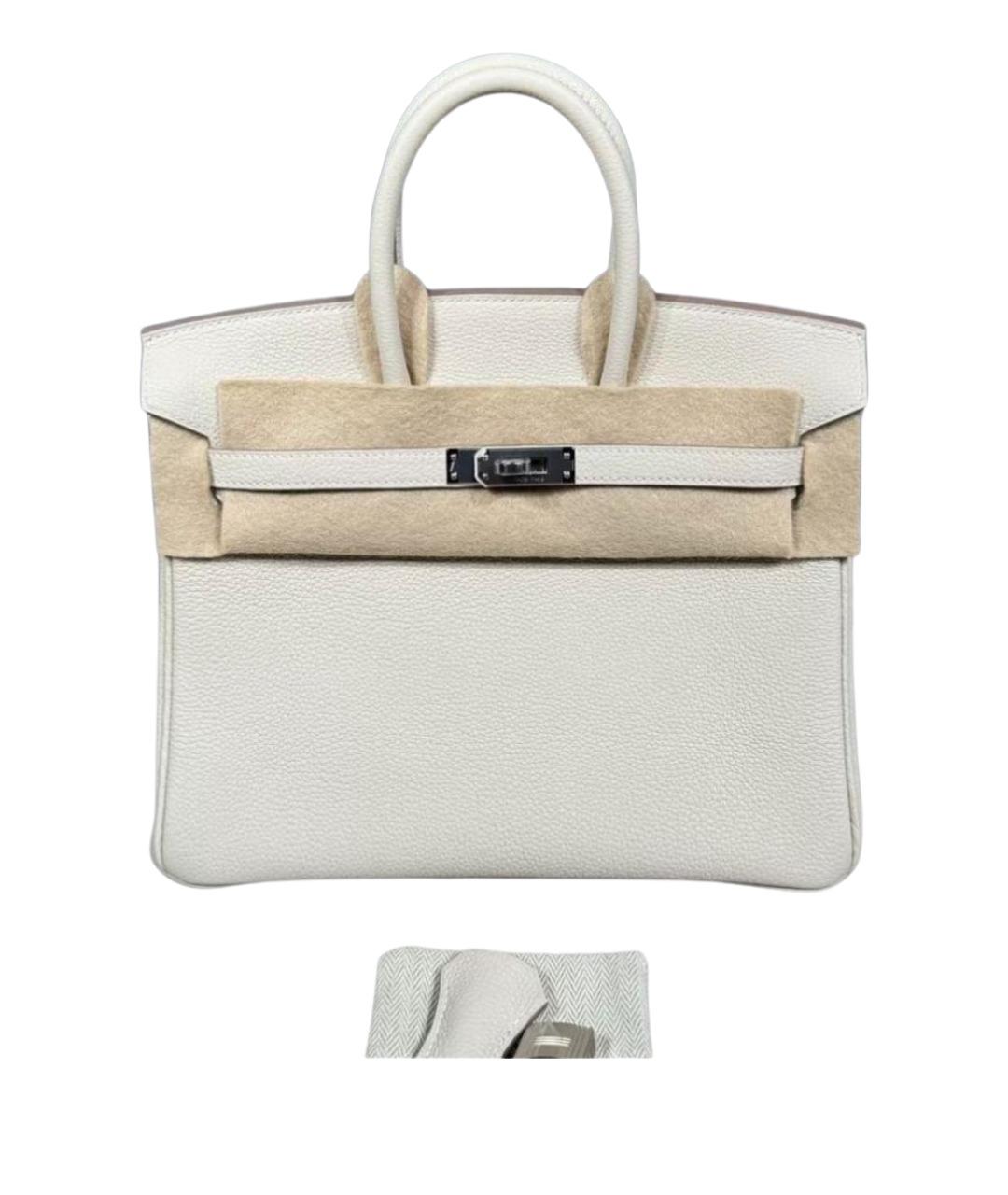HERMES Белая кожаная сумка с короткими ручками, фото 2