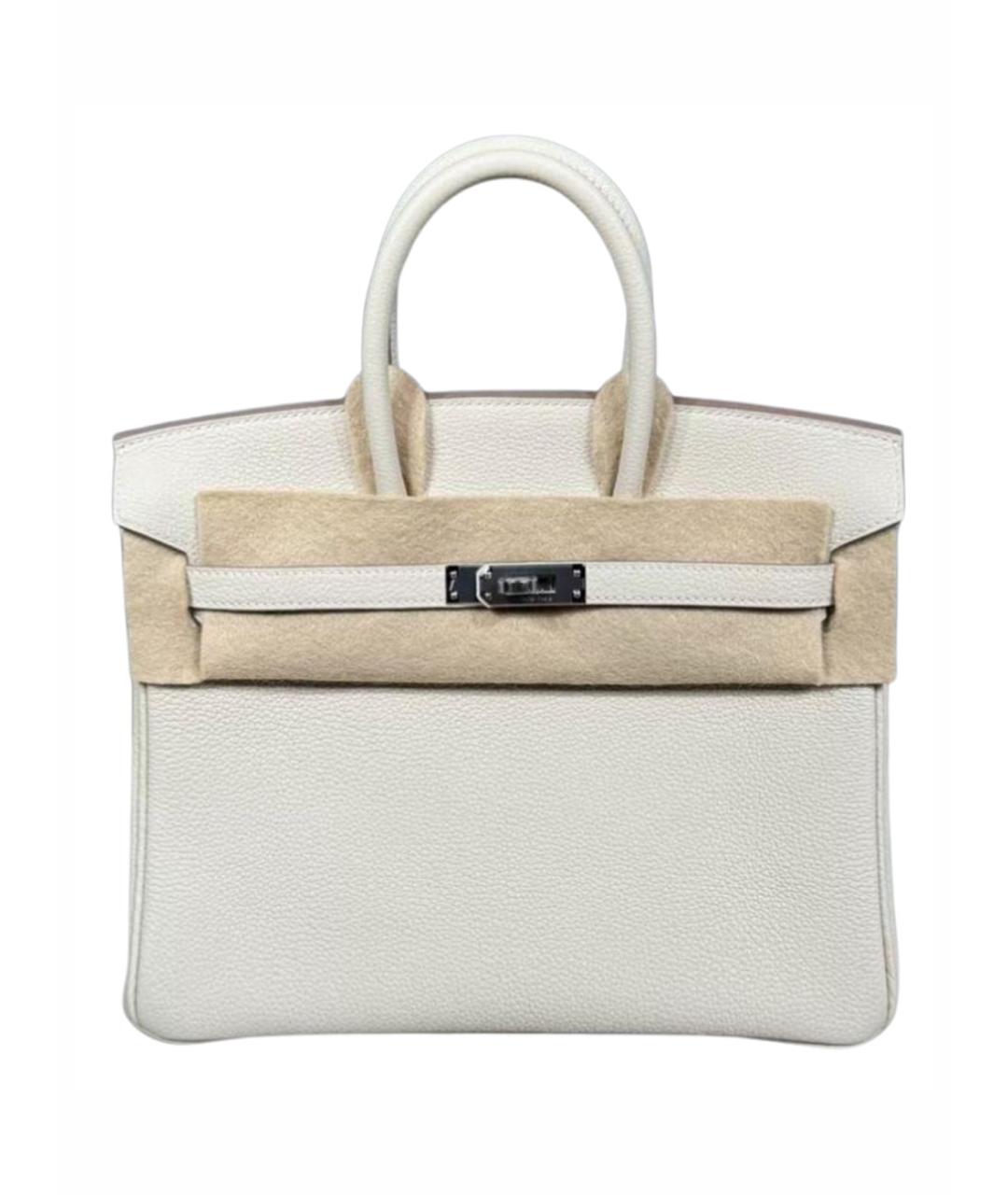 HERMES Белая кожаная сумка с короткими ручками, фото 1