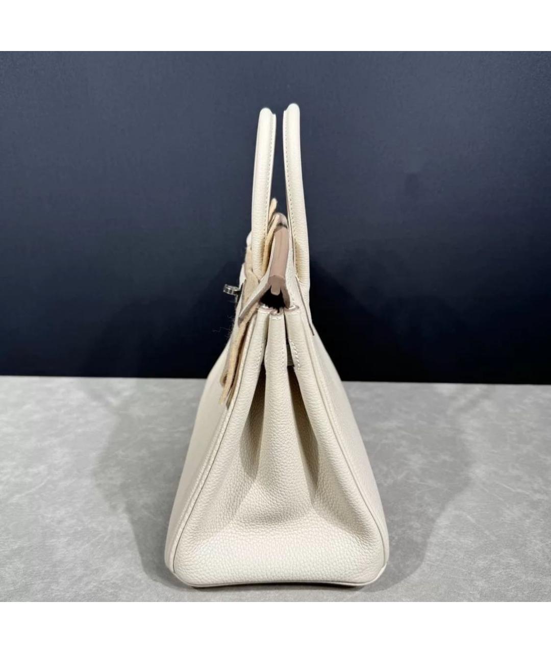 HERMES Белая кожаная сумка с короткими ручками, фото 4