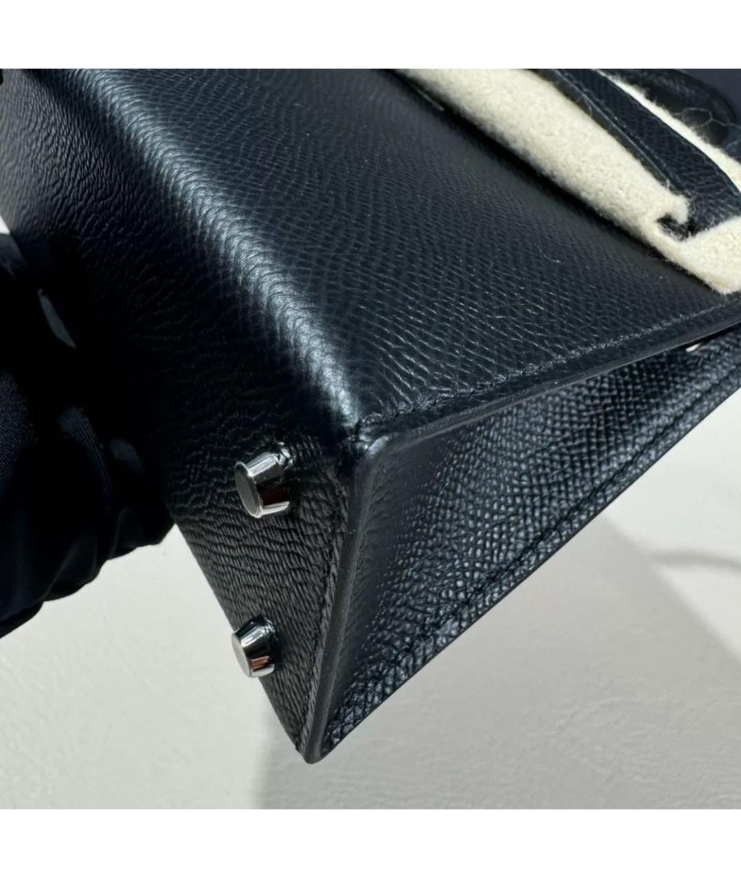 HERMES Черная кожаная сумка с короткими ручками, фото 6