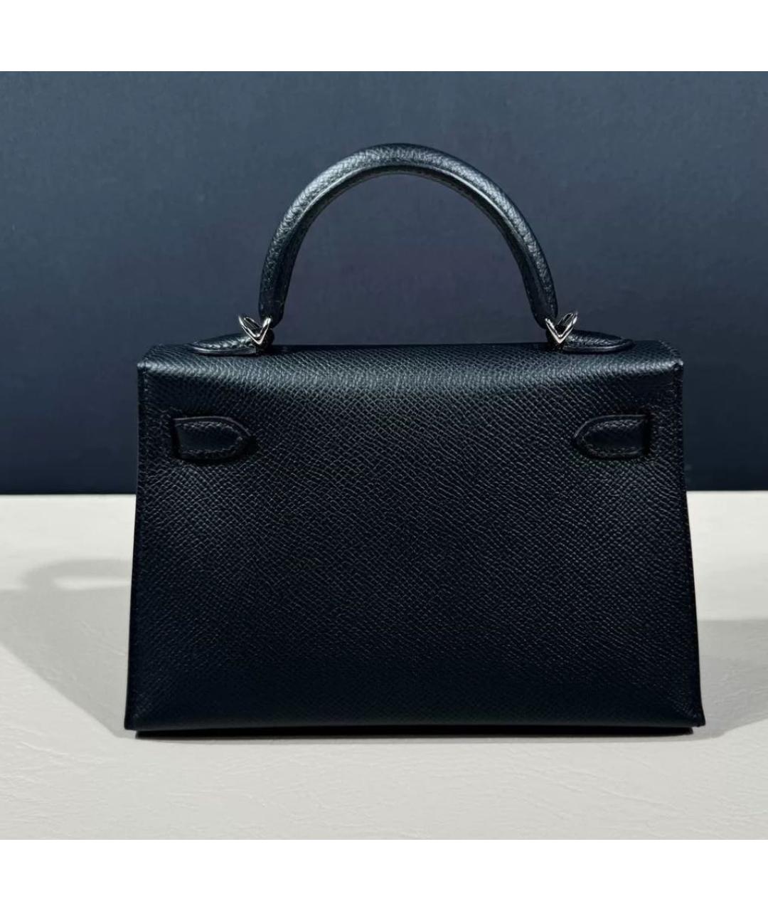 HERMES Черная кожаная сумка с короткими ручками, фото 2