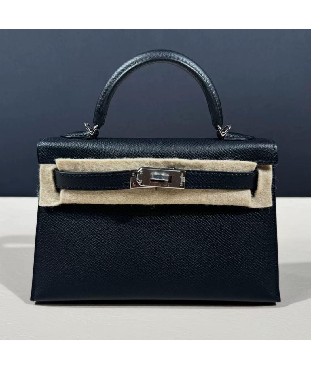HERMES Черная кожаная сумка с короткими ручками, фото 7