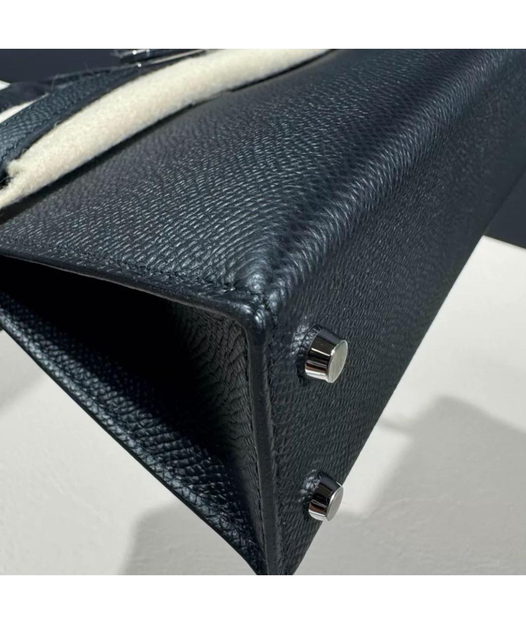 HERMES Черная кожаная сумка с короткими ручками, фото 5