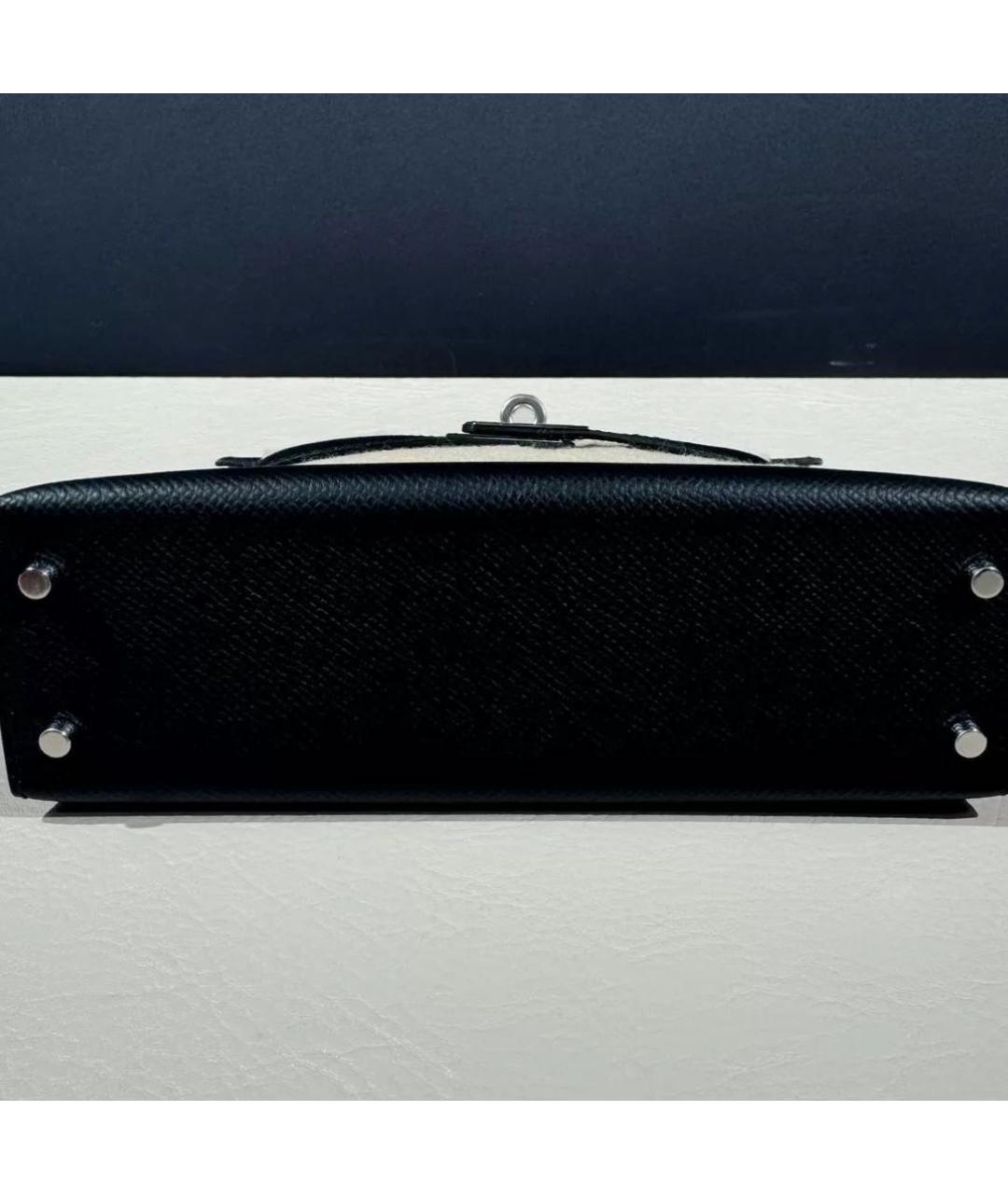 HERMES Черная кожаная сумка с короткими ручками, фото 4