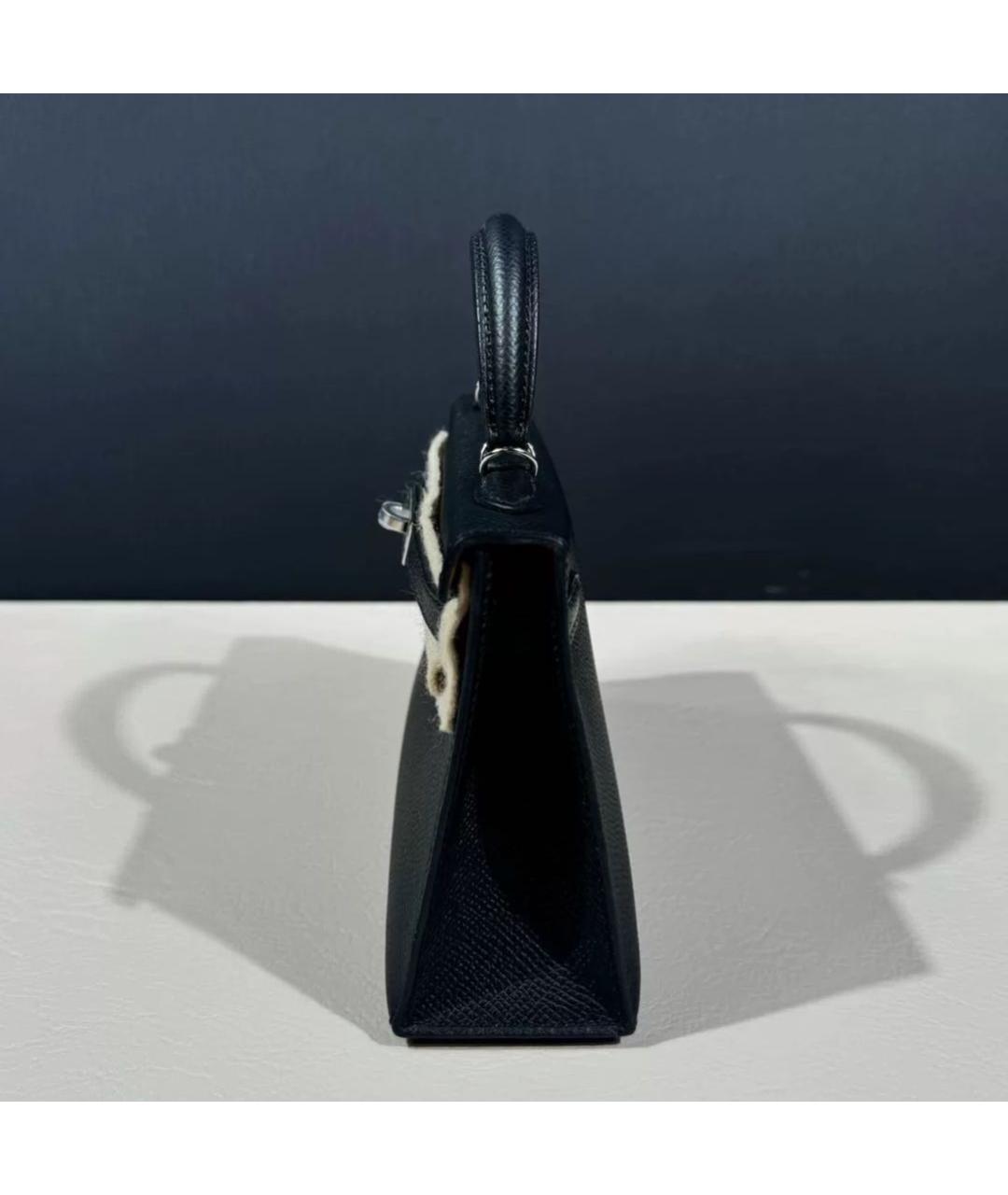 HERMES Черная кожаная сумка с короткими ручками, фото 3