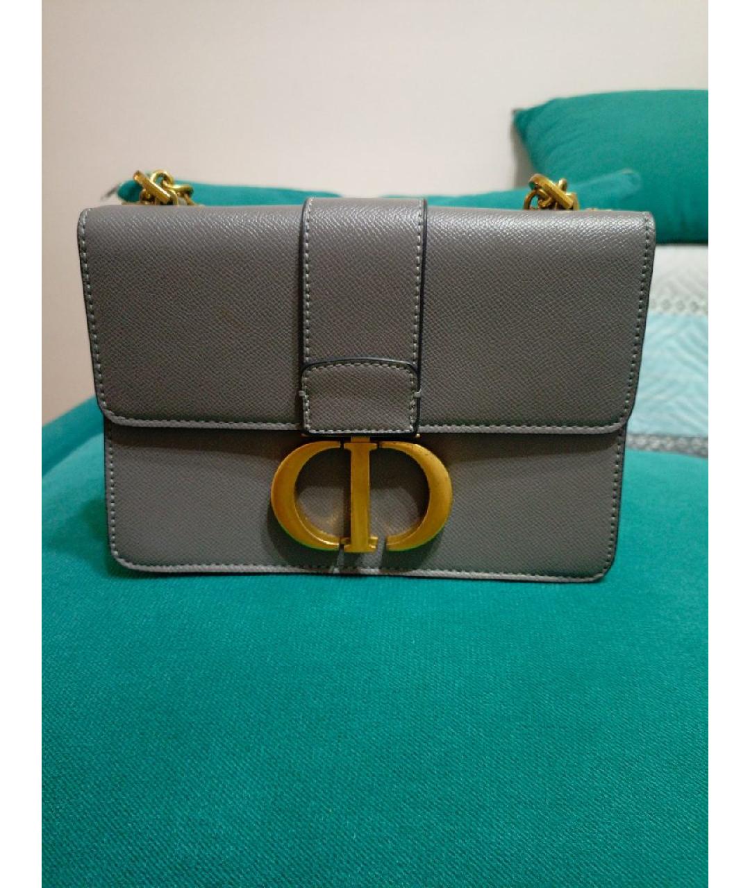 CHRISTIAN DIOR Серая кожаная сумка через плечо, фото 7