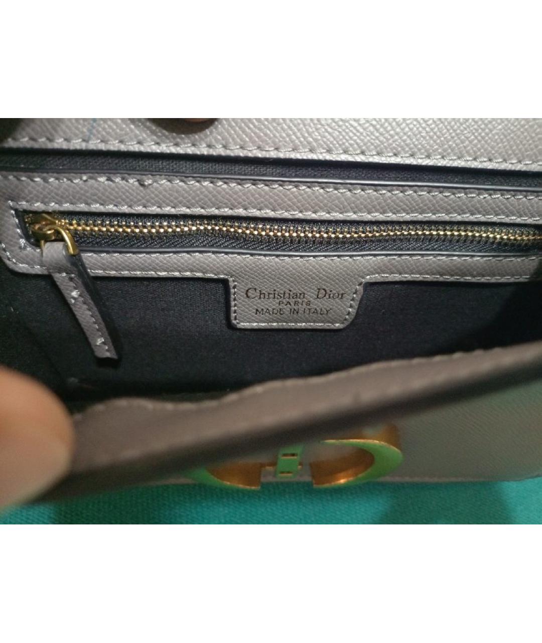 CHRISTIAN DIOR Серая кожаная сумка через плечо, фото 4