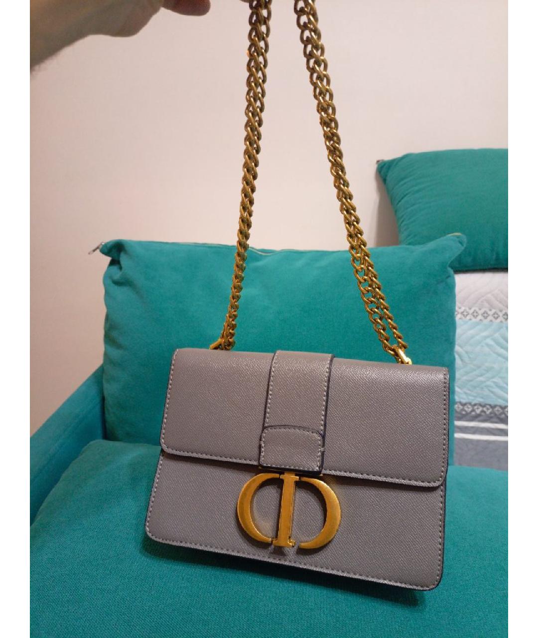 CHRISTIAN DIOR Серая кожаная сумка через плечо, фото 2