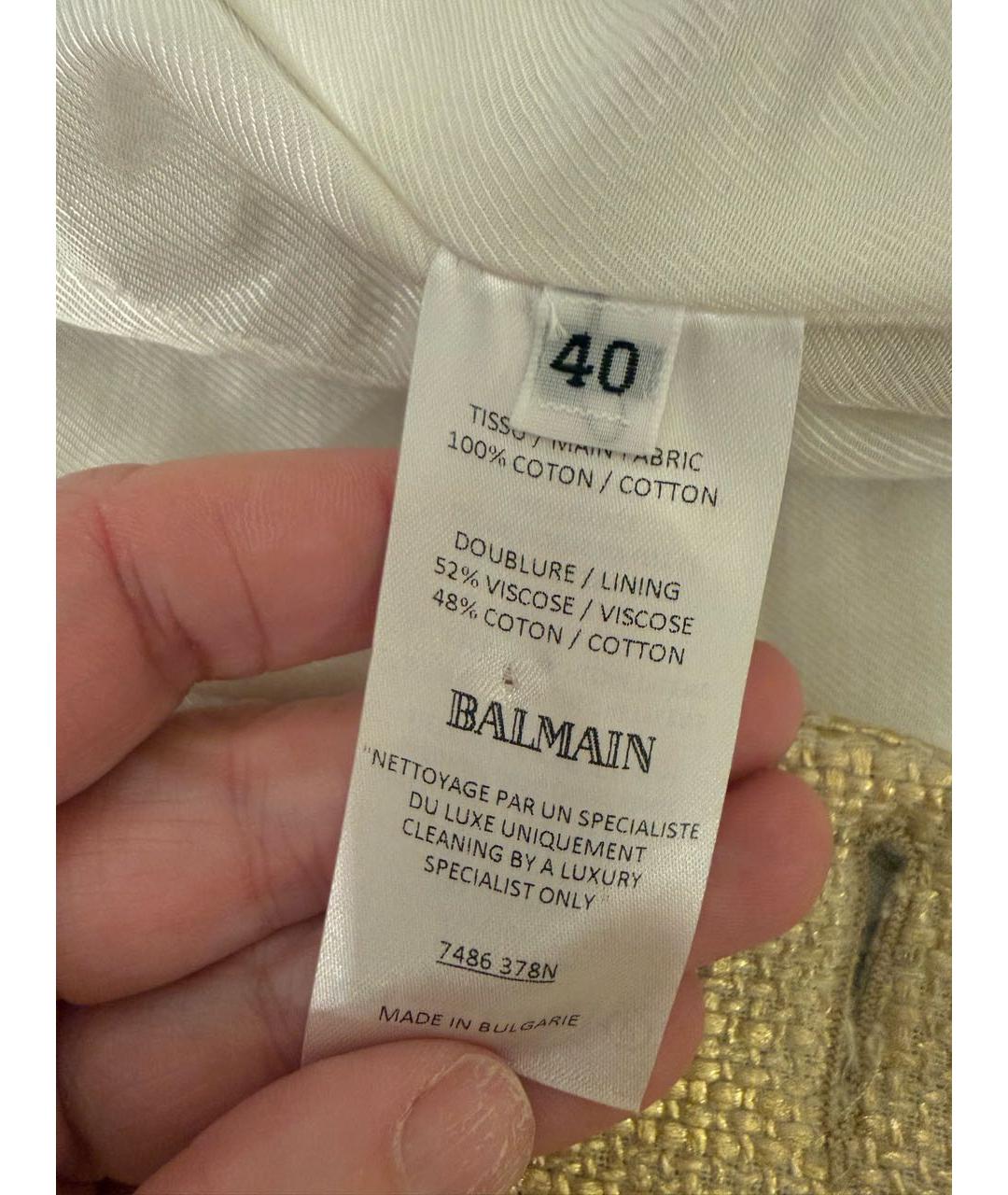 BALMAIN Золотой твидовый жакет/пиджак, фото 4