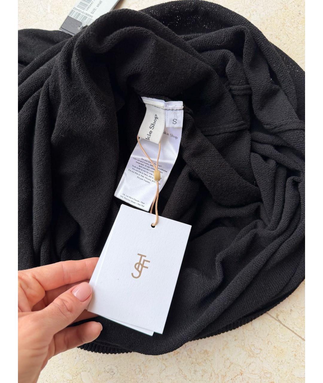 THE FRANKIE SHOP Черное хлопковое коктейльное платье, фото 7