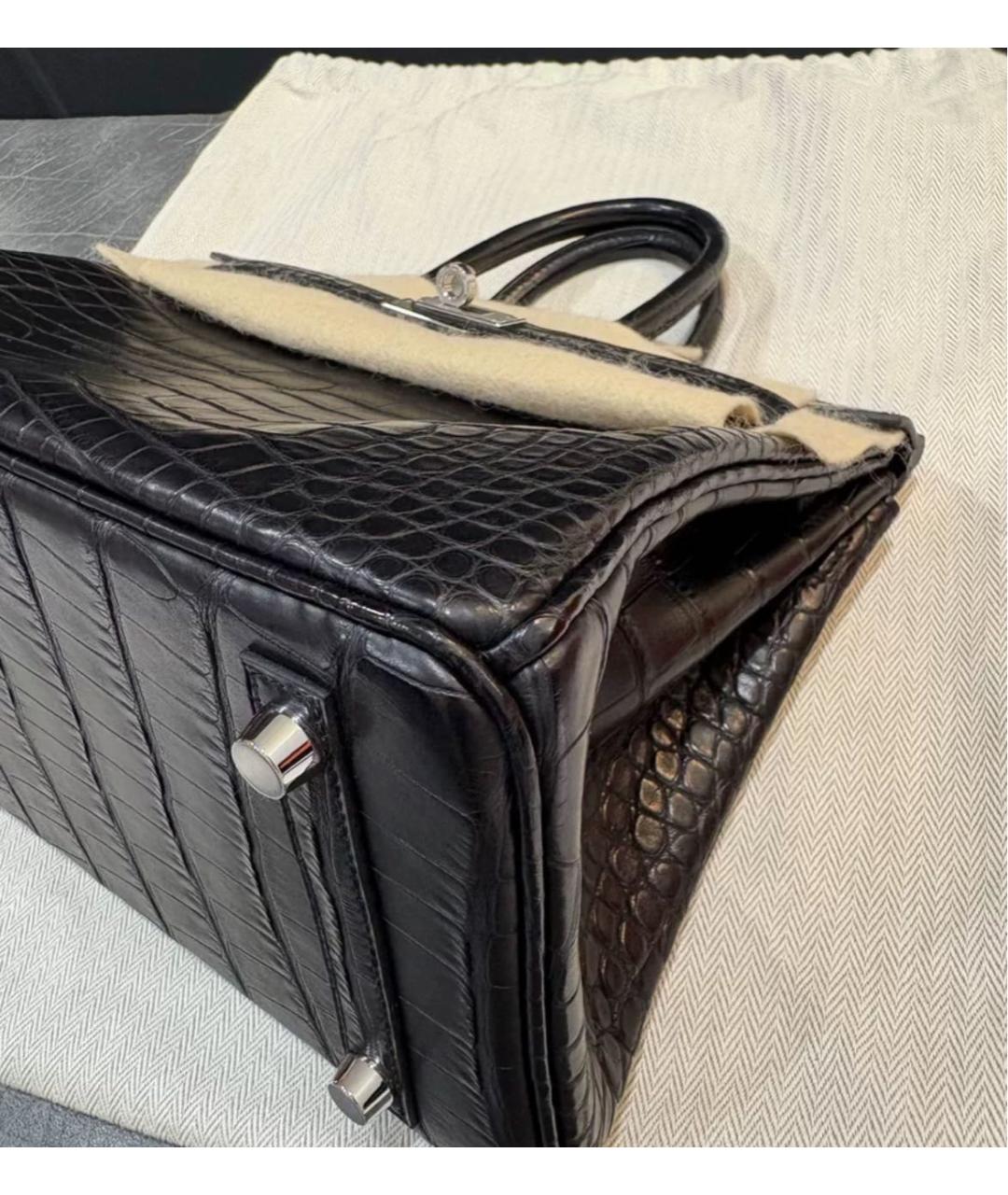 HERMES Черная кожаная сумка с короткими ручками, фото 3