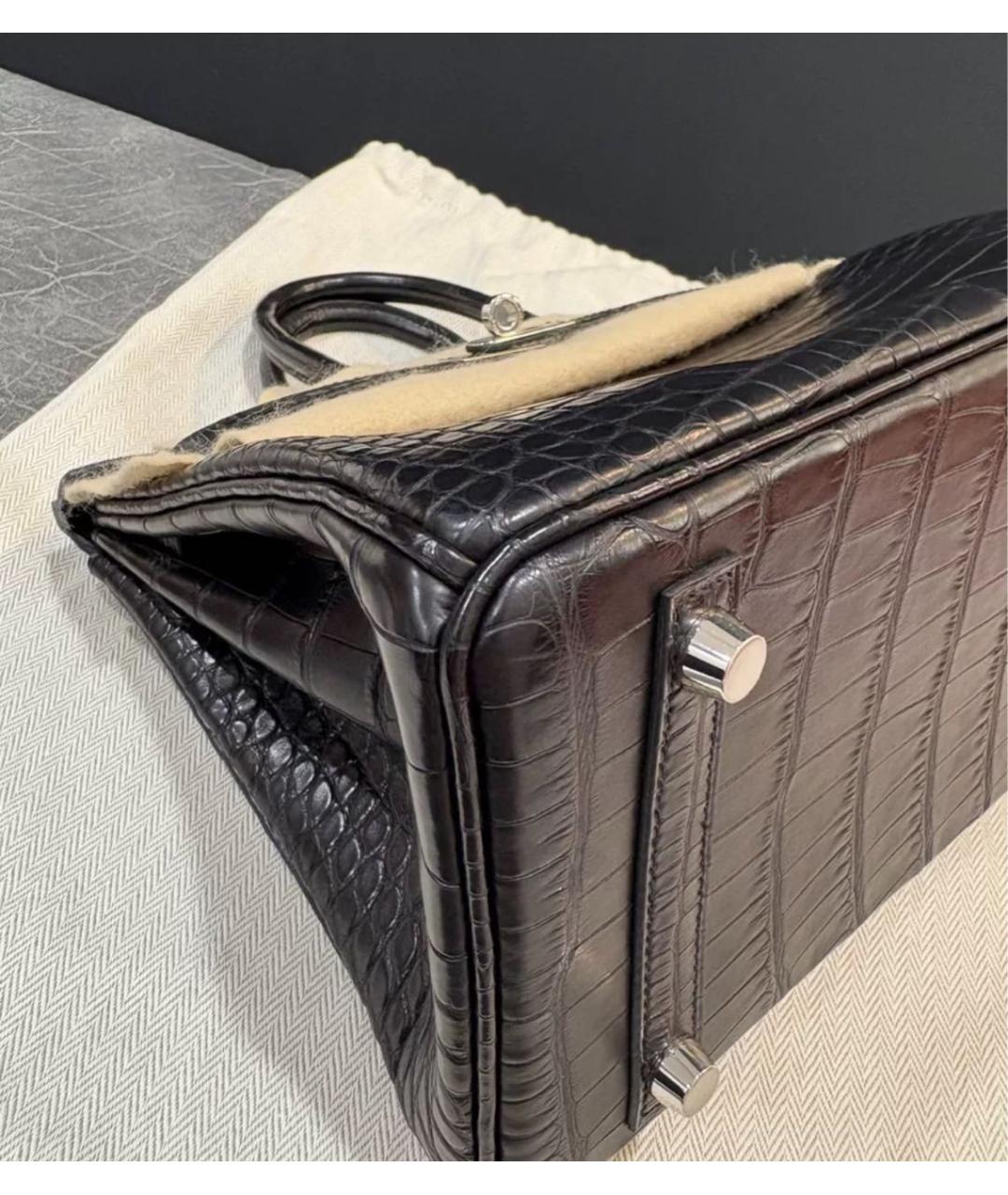 HERMES Черная кожаная сумка с короткими ручками, фото 4