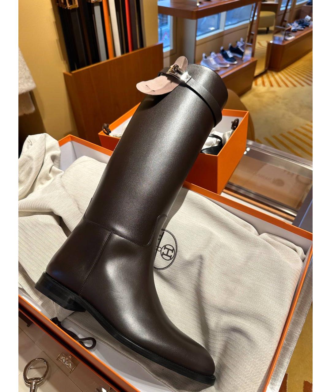 HERMES Коричневые кожаные сапоги, фото 4