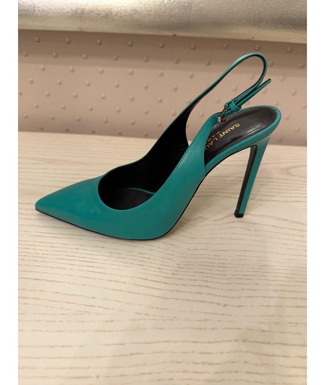 SAINT LAURENT Зеленые кожаные туфли, фото 9