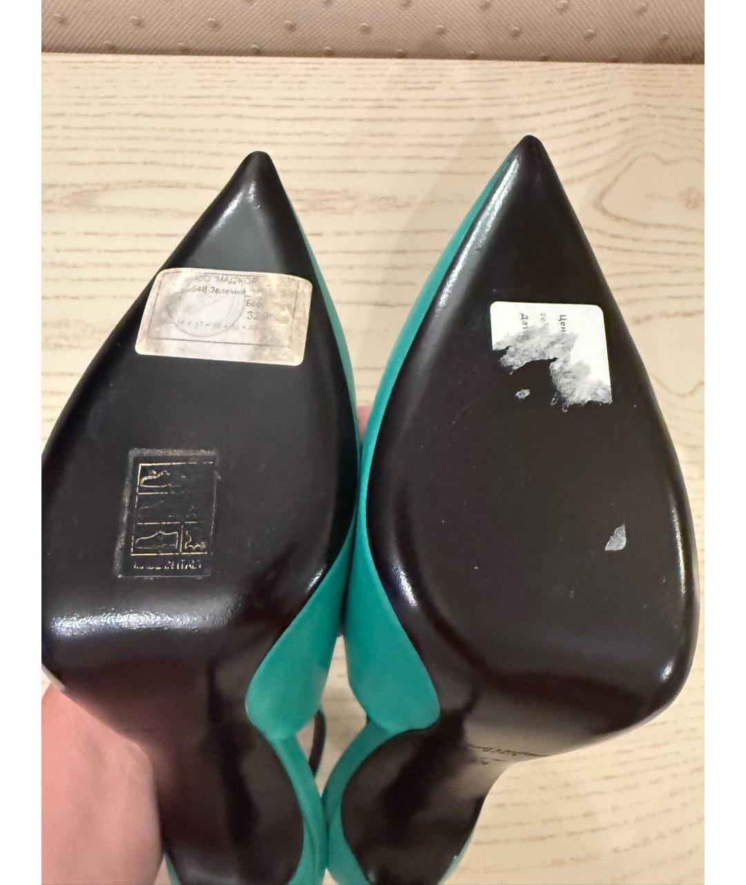 SAINT LAURENT Зеленые кожаные туфли, фото 5