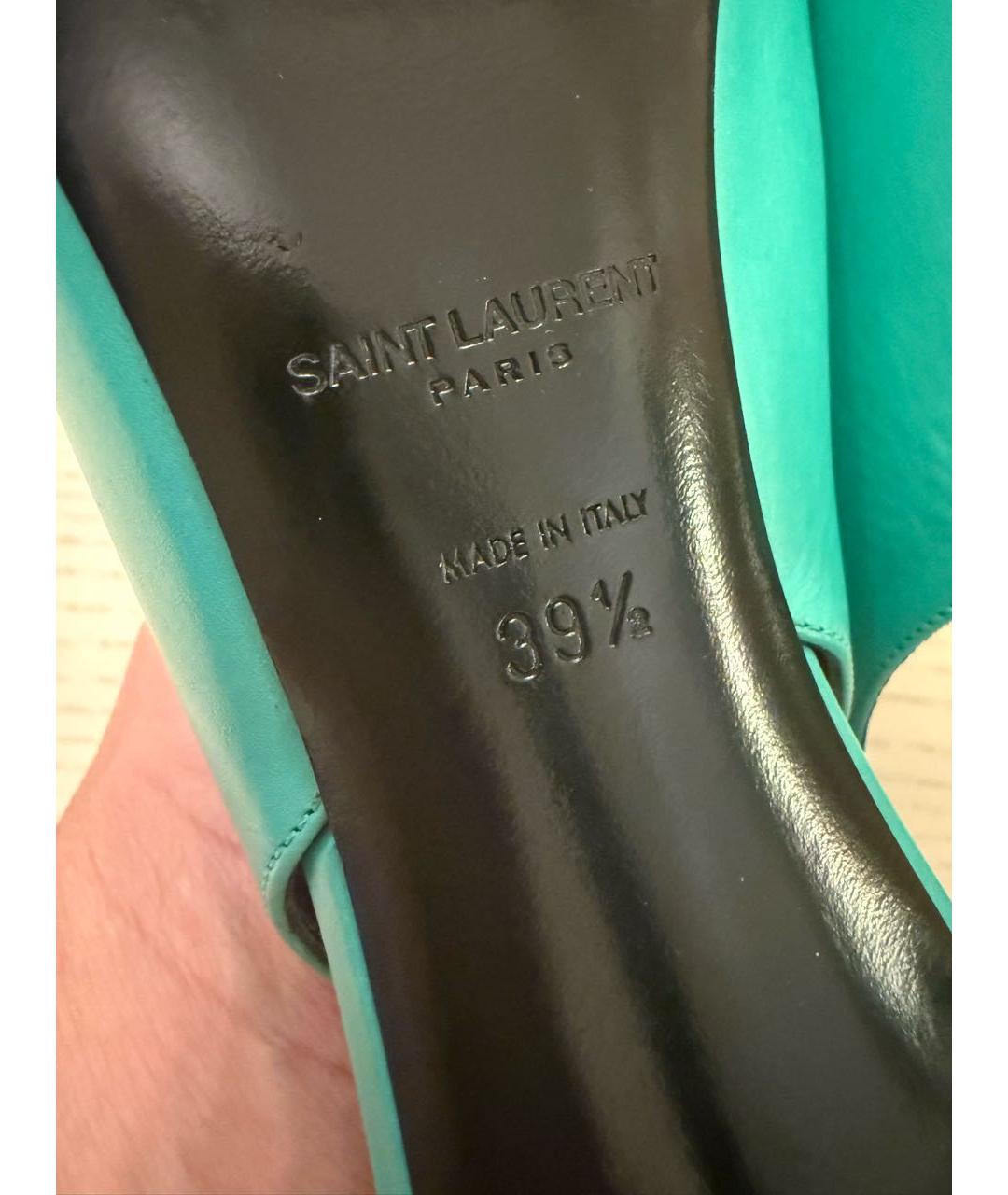 SAINT LAURENT Зеленые кожаные туфли, фото 6