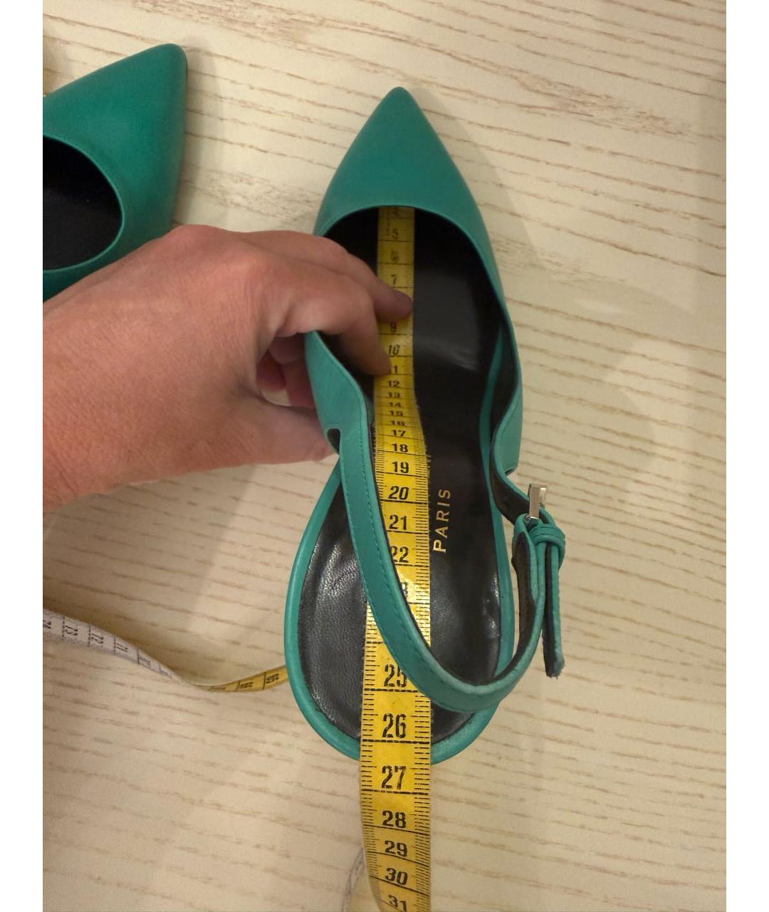 SAINT LAURENT Зеленые кожаные туфли, фото 8