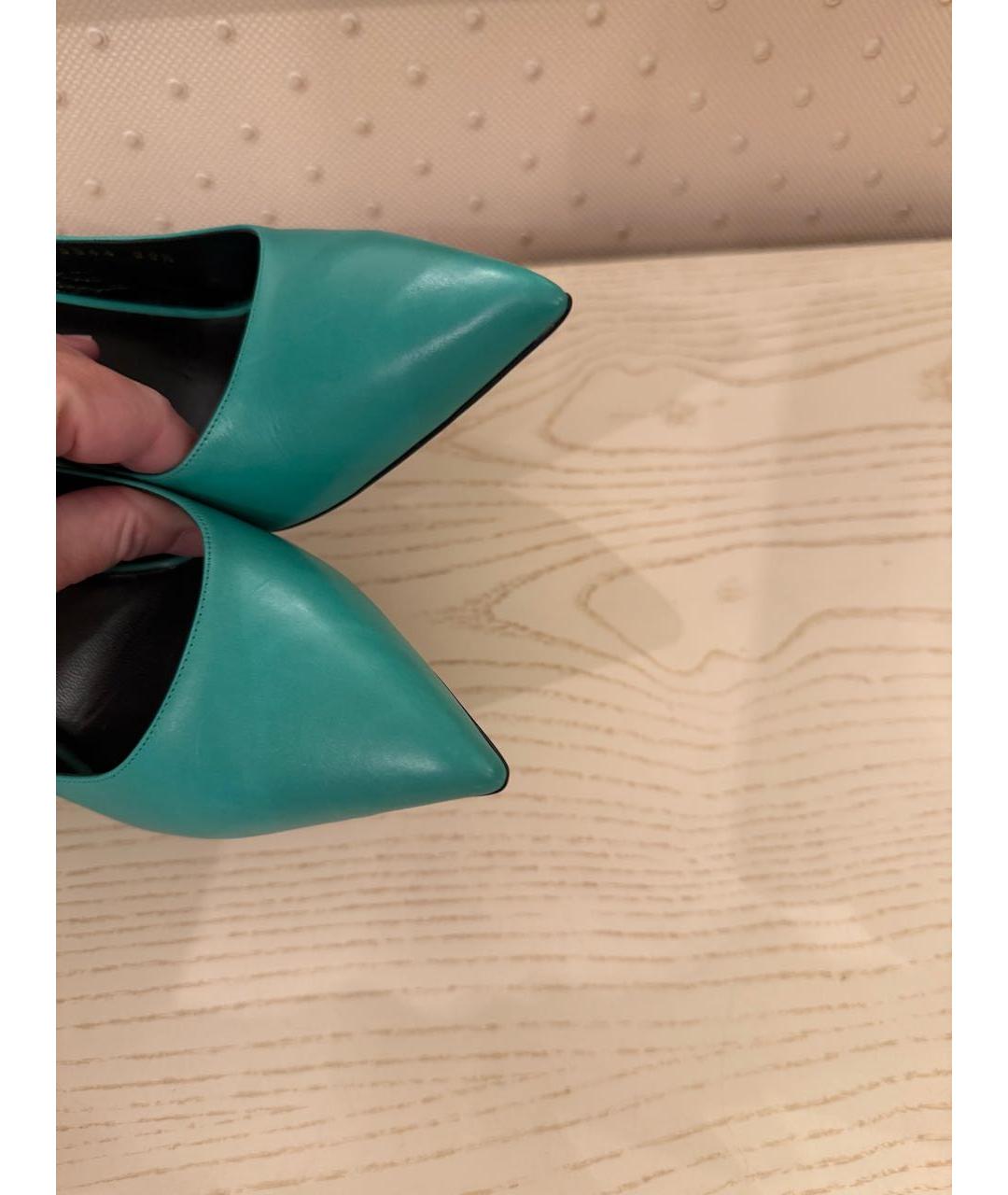 SAINT LAURENT Зеленые кожаные туфли, фото 3
